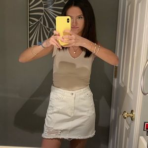 White Denim Mini Skirt